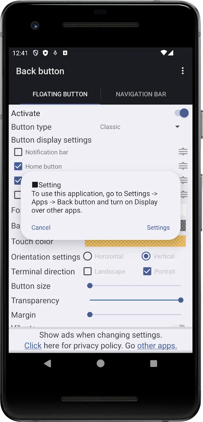 Screenshot Back Button APK 2.07