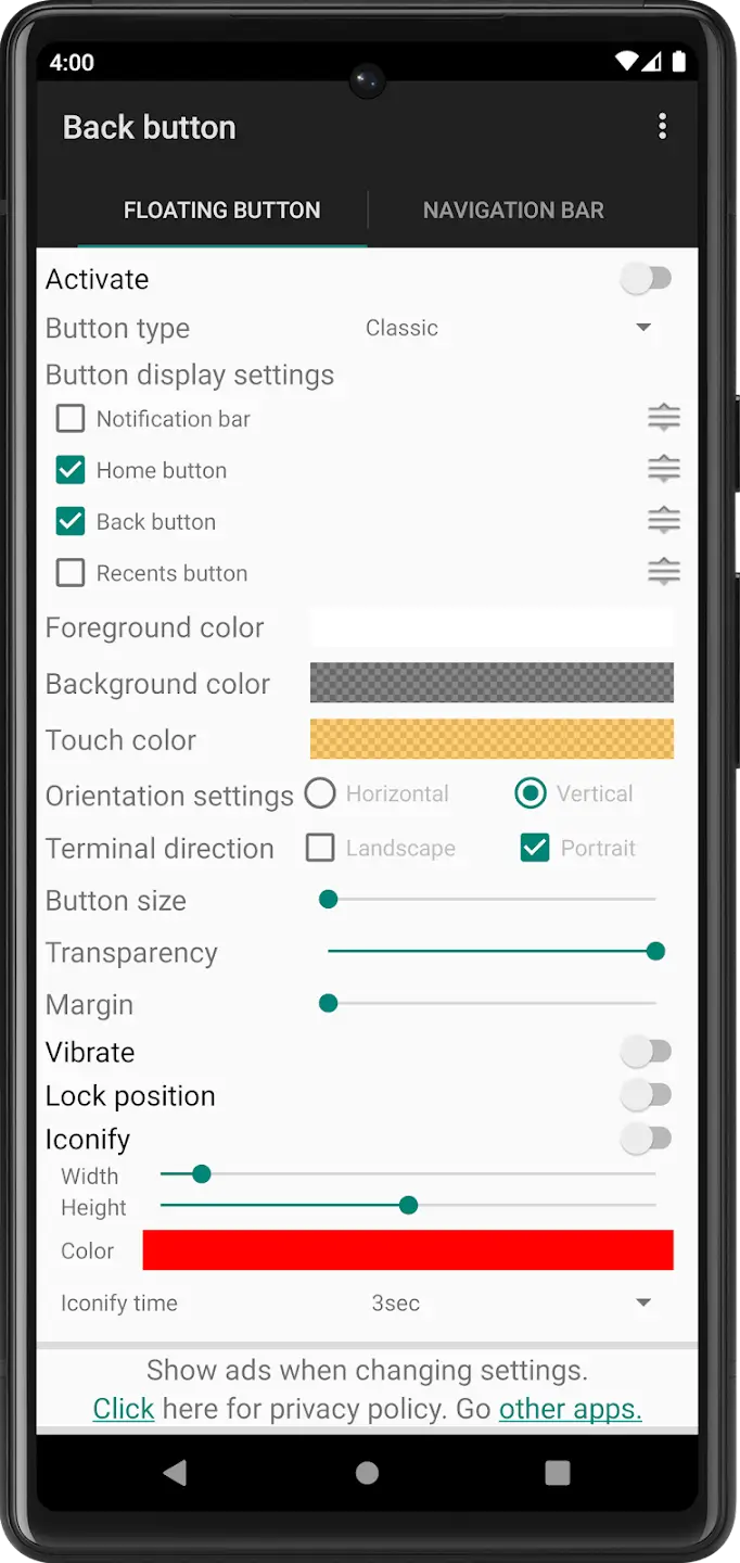 Screenshot Back Button APK 2.07