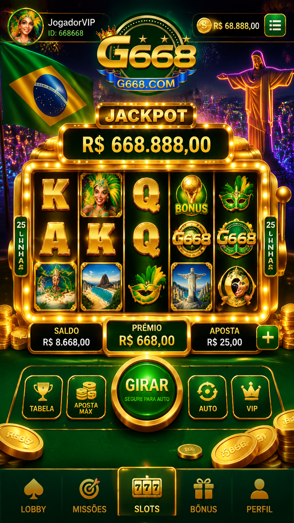 Screenshot g668 APK - Slot Online Seru dengan Spin Cepat dan Jackpot Besar