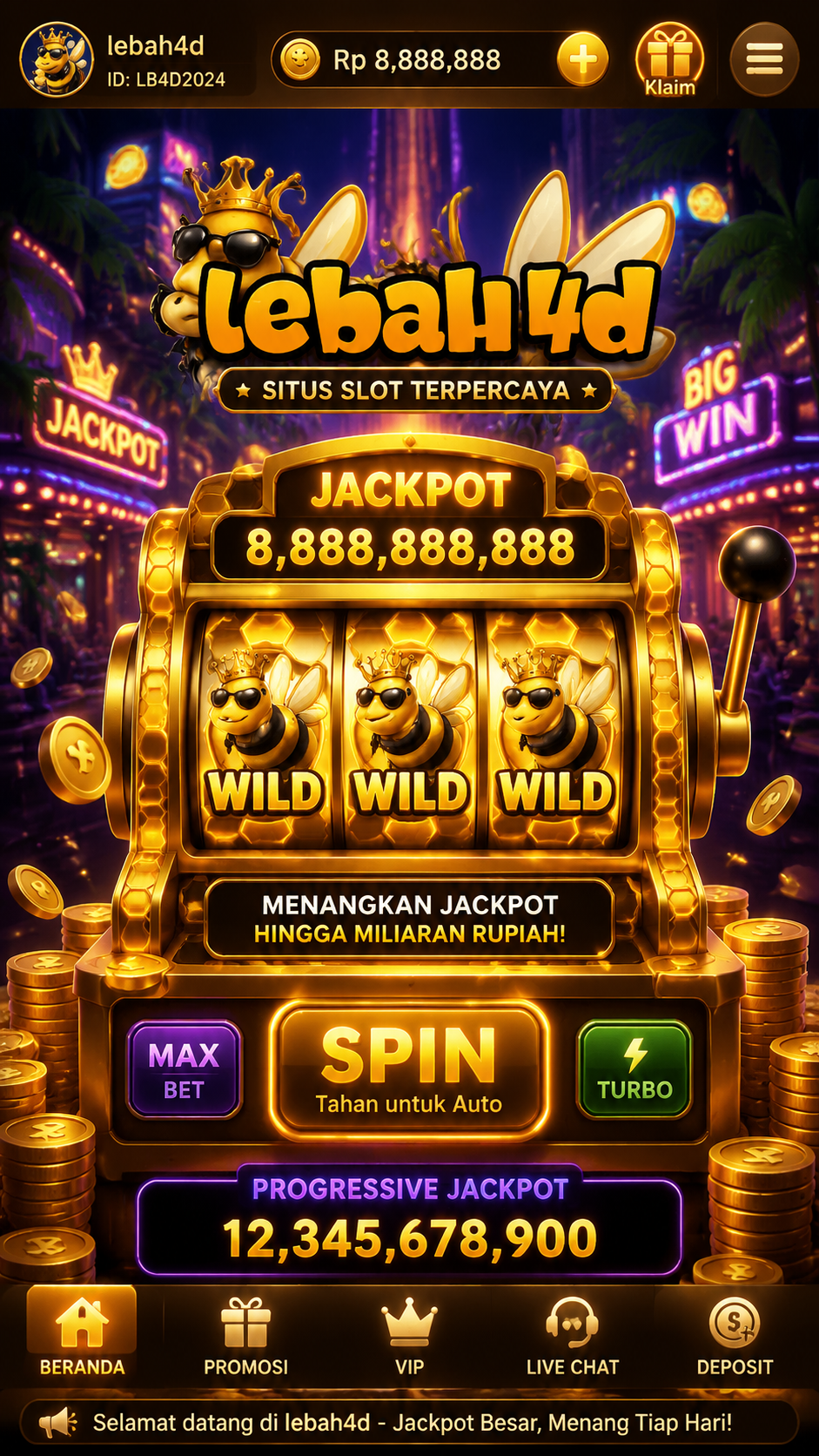 Screenshot lebah4d: Game Slot Seru dengan Gameplay Cepat