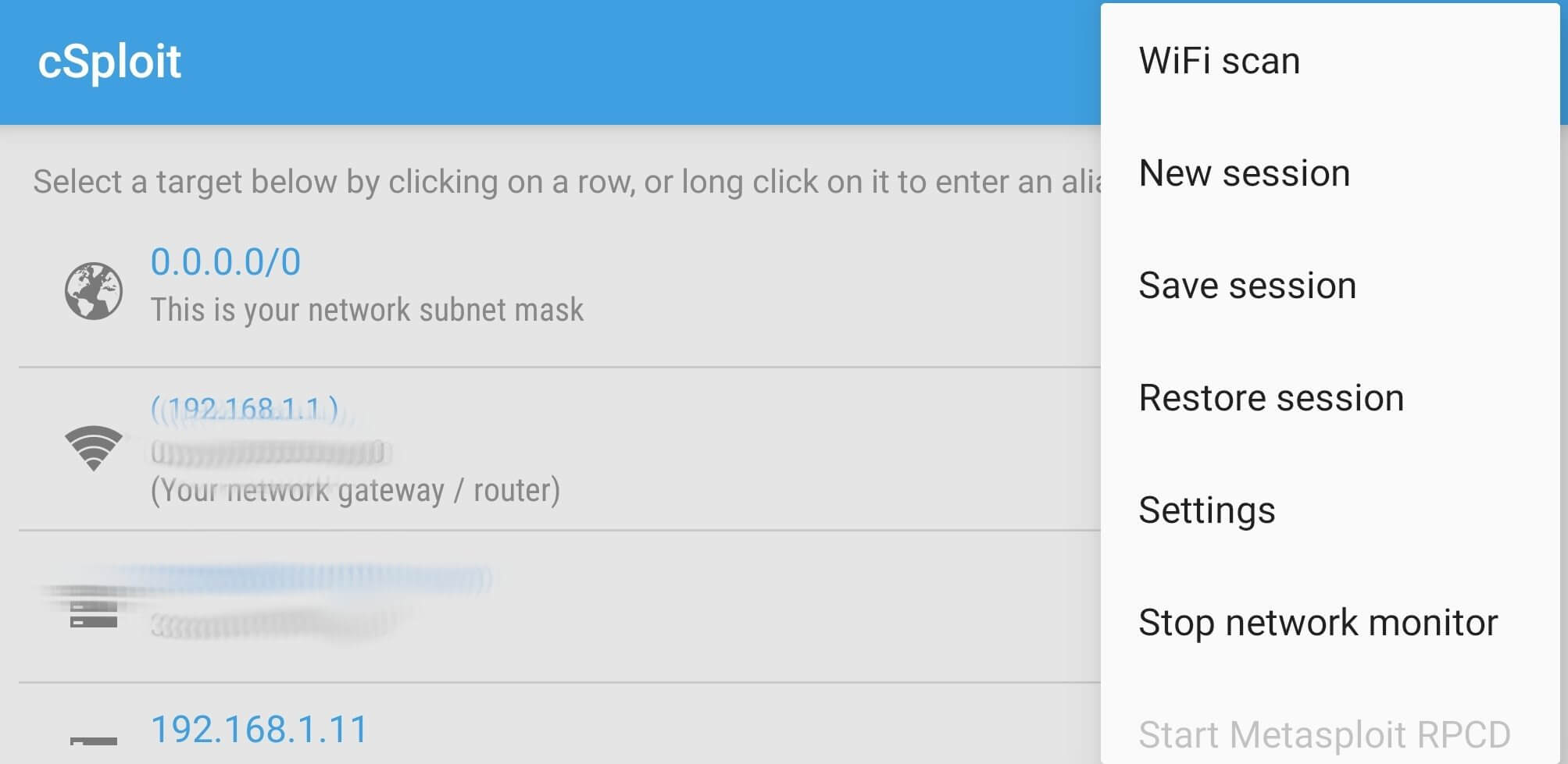 Screenshot cSploit APK v1.6.6 untuk Analisis Jaringan Android