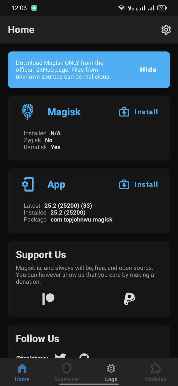 Screenshot Magisk Manager APK