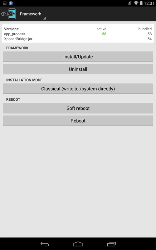 Screenshot Xposed Installer APK v3.1.5 untuk Kustomisasi Android
